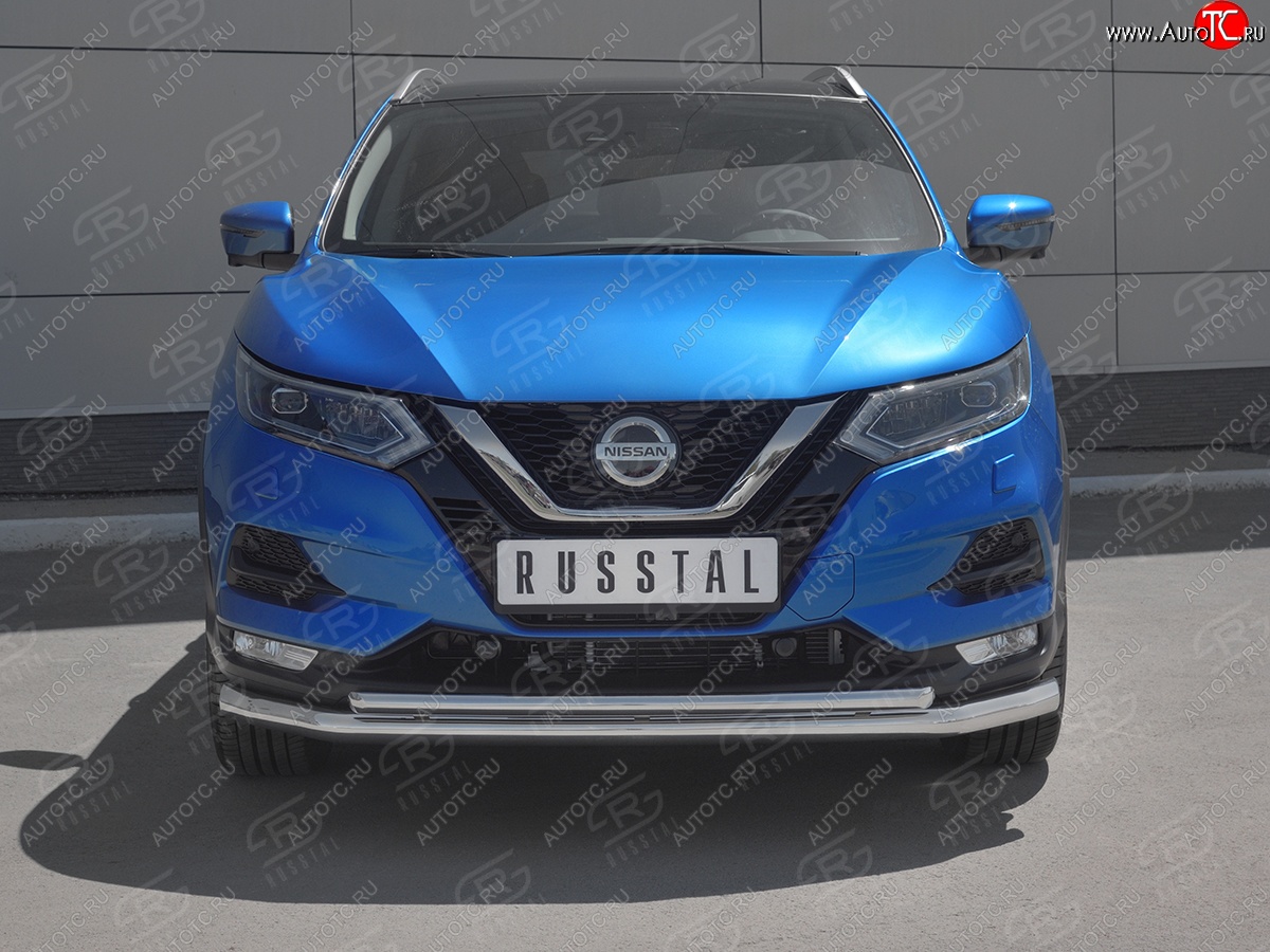18 899 р. Защита переднего бампера (2 трубы Ø63 и 42 мм, нержавейка) SLITKOFF Nissan Qashqai 2 J11 рестайлинг (2017-2022)  с доставкой в г. Воронеж