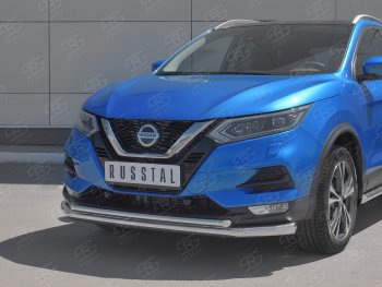 18 899 р. Защита переднего бампера (2 трубы Ø63 и 42 мм, нержавейка) SLITKOFF Nissan Qashqai 2 J11 рестайлинг (2017-2022)  с доставкой в г. Воронеж. Увеличить фотографию 2
