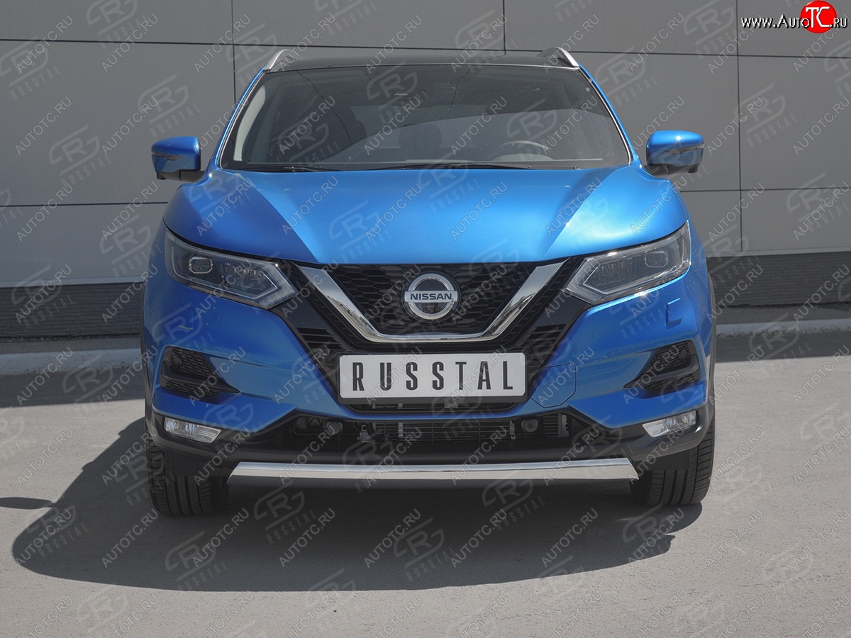 11 799 р. Защита переднего бампера (Ø75x42 мм, нержавейка) Russtal Nissan Qashqai 2 J11 рестайлинг (2017-2022)  с доставкой в г. Воронеж