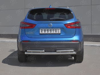 17 399 р. Защита заднего бампера (Ø63/42 мм, нержавейка) SLITKOFF  Nissan Qashqai  2 (2017-2022) J11 рестайлинг  с доставкой в г. Воронеж. Увеличить фотографию 1