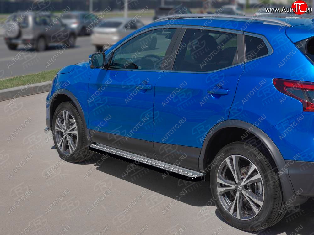 22 999 р. Порожки для ног SLITKOFF (Ø42 мм)  Nissan Qashqai  2 (2017-2022) J11 рестайлинг (Лист алюминиевый, труба - сталь окрашенная в черный цвет)  с доставкой в г. Воронеж