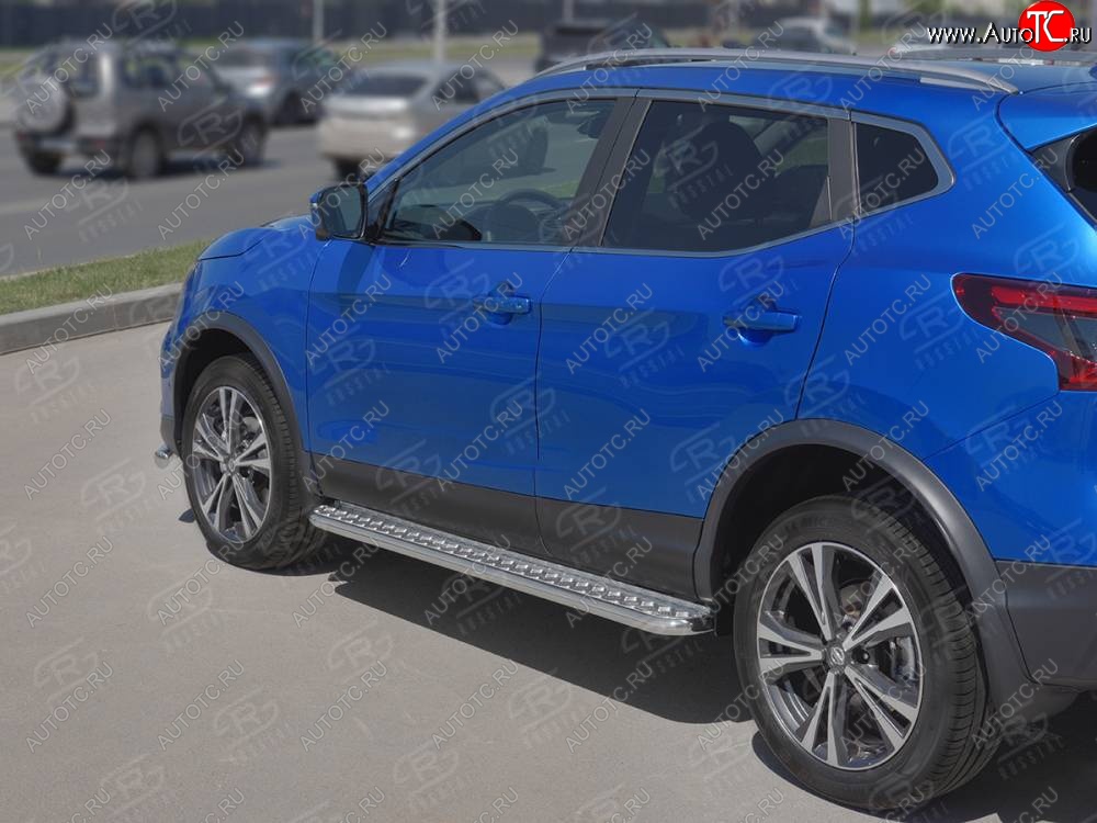 35 649 р. Порожки для ног SLITKOFF (Ø42 мм)  Nissan Qashqai  2 (2017-2022) J11 рестайлинг (Лист нержавейка, труба - нержавейка)  с доставкой в г. Воронеж