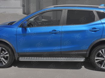35 649 р. Порожки для ног SLITKOFF (Ø42 мм)  Nissan Qashqai  2 (2017-2022) J11 рестайлинг (Лист нержавейка, труба - нержавейка)  с доставкой в г. Воронеж. Увеличить фотографию 2