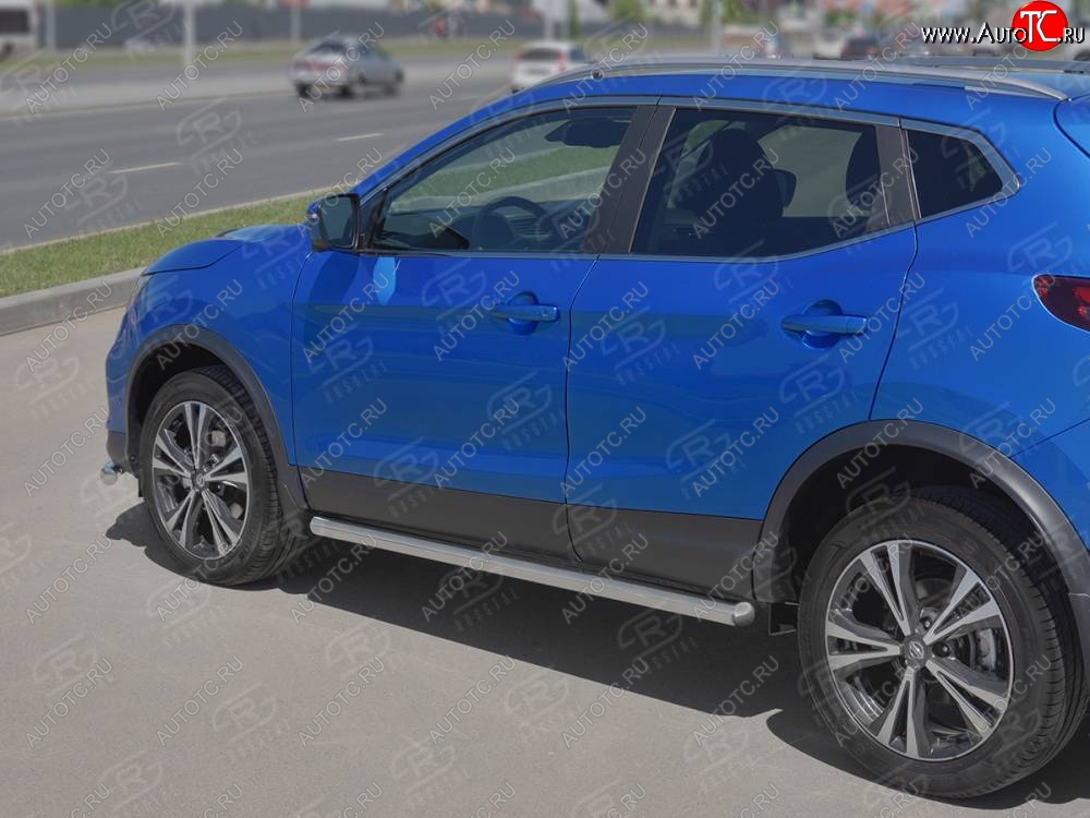 19 549 р. Защита порогов (Ø63 мм, нержавейка) SLITKOFF  Nissan Qashqai  2 (2017-2022) J11 рестайлинг (Металлические торцы под 90°)  с доставкой в г. Воронеж