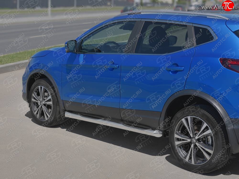 24 549 р. Защита порогов (Ø76 мм с проступью, нержавейка) SLITKOFF  Nissan Qashqai  2 (2017-2022) J11 рестайлинг (Металлические торцы под 45°)  с доставкой в г. Воронеж