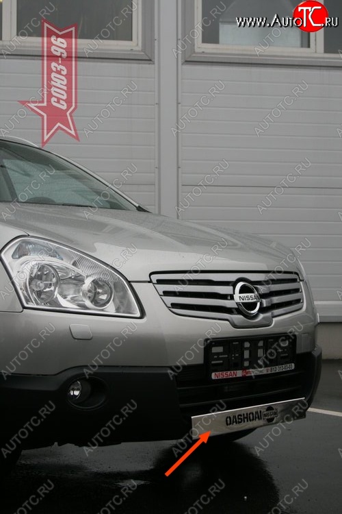 4 409 р. Декоративная накладка на передний бампер  Nissan Qashqai +2  1 (2008-2010) J10 дорестайлинг  с доставкой в г. Воронеж
