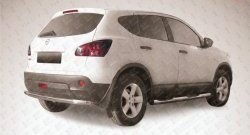 Защита заднего бампера из трубы диаметром 57 мм Slitkoff Nissan Qashqai +2  1 (2008-2010) J10 дорестайлинг
