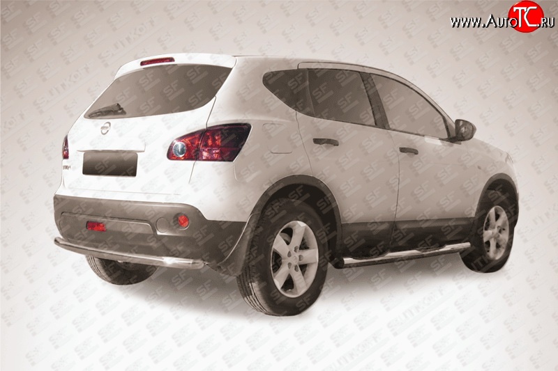 9 799 р. Защита заднего бампера из трубы диаметром 57 мм Slitkoff Nissan Qashqai +2 1 J10 дорестайлинг (2008-2010) (Нержавейка, Полированная)  с доставкой в г. Воронеж