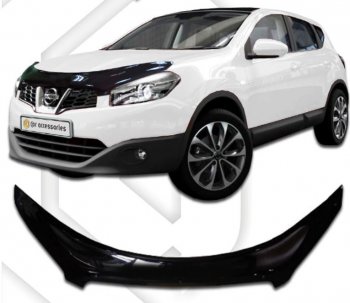 2 399 р. Дефлектор капота CA-Plastic exclusive Nissan Qashqai 1 J10 рестайлинг (2010-2013) (серия Classic черный, Без надписи)  с доставкой в г. Воронеж. Увеличить фотографию 2