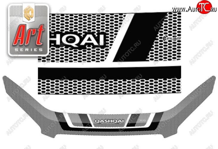 2 599 р. Дефлектор капота CA-Plastiс exclusive  Nissan Qashqai  1 (2010-2013) J10 рестайлинг (Серия Art серебро)  с доставкой в г. Воронеж