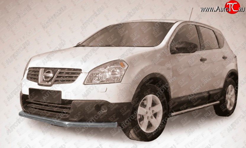 8 999 р. Защита переднего бампера Slitkoff (Ø 57 мм, длинная).  Nissan Qashqai  1 (2010-2013) J10 рестайлинг (Сталь с полимерным покрытием. Цвет: серебристый)  с доставкой в г. Воронеж