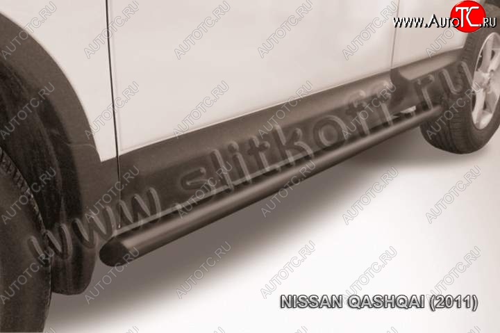 10 849 р. Защита порогов Slitkoff  Nissan Qashqai  1 (2010-2013) J10 рестайлинг (Цвет: серебристый)  с доставкой в г. Воронеж