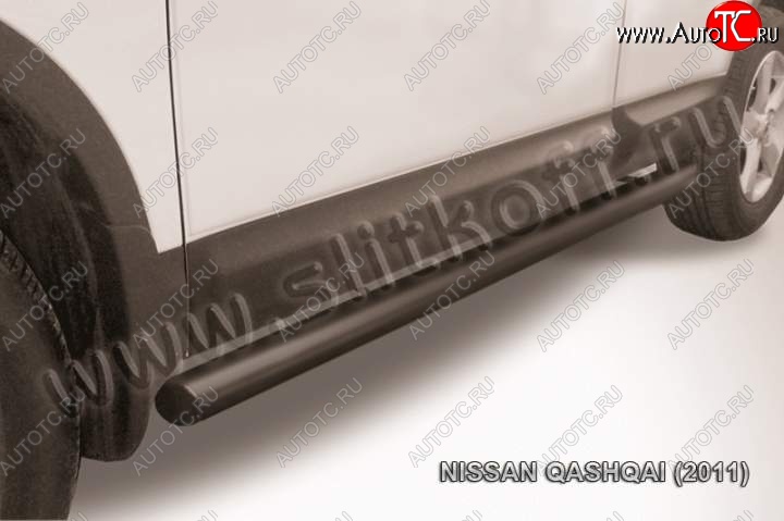 11 649 р. Защита порогов Slitkoff Nissan Qashqai 1 J10 рестайлинг (2010-2013) (Цвет: серебристый)  с доставкой в г. Воронеж