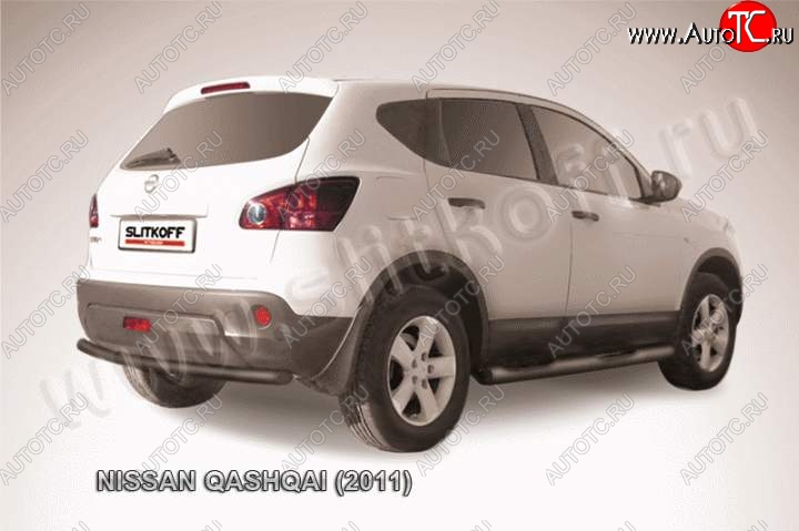 7 599 р. Защита задняя Slitkoff Nissan Qashqai 1 J10 рестайлинг (2010-2013) (Цвет: серебристый)  с доставкой в г. Воронеж