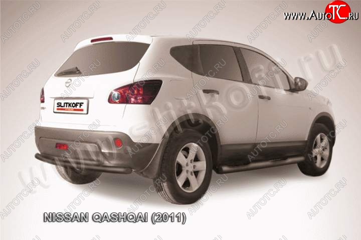 8 949 р. Защита задняя Slitkoff Nissan Qashqai 1 J10 рестайлинг (2010-2013) (Цвет: серебристый)  с доставкой в г. Воронеж