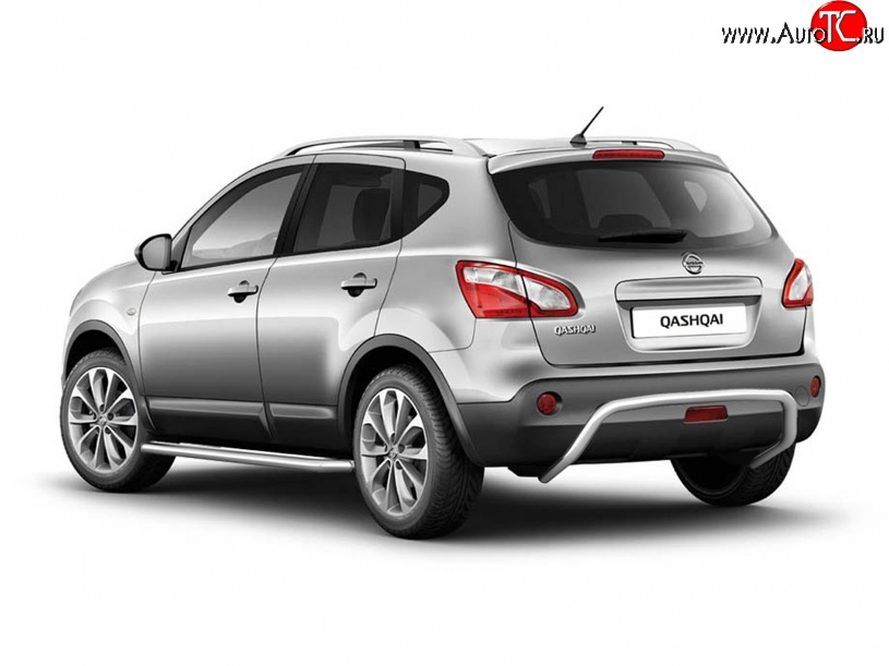 5 199 р. Защита заднего бампера из трубы диаметром 51 мм Petroil Tuning  Nissan Qashqai  1 (2010-2013) J10 рестайлинг (Нержавеющая полированная сталь)  с доставкой в г. Воронеж