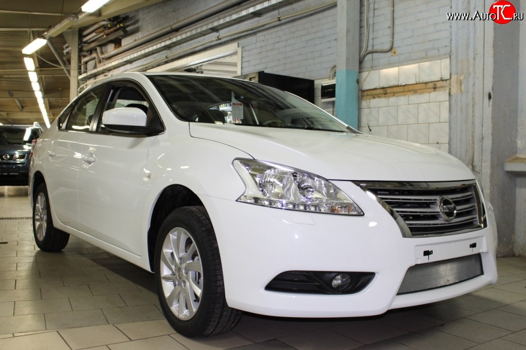 1 539 р. Сетка на бампер Russtal (хром) Nissan Sentra 7 B17 (2014-2017)  с доставкой в г. Воронеж
