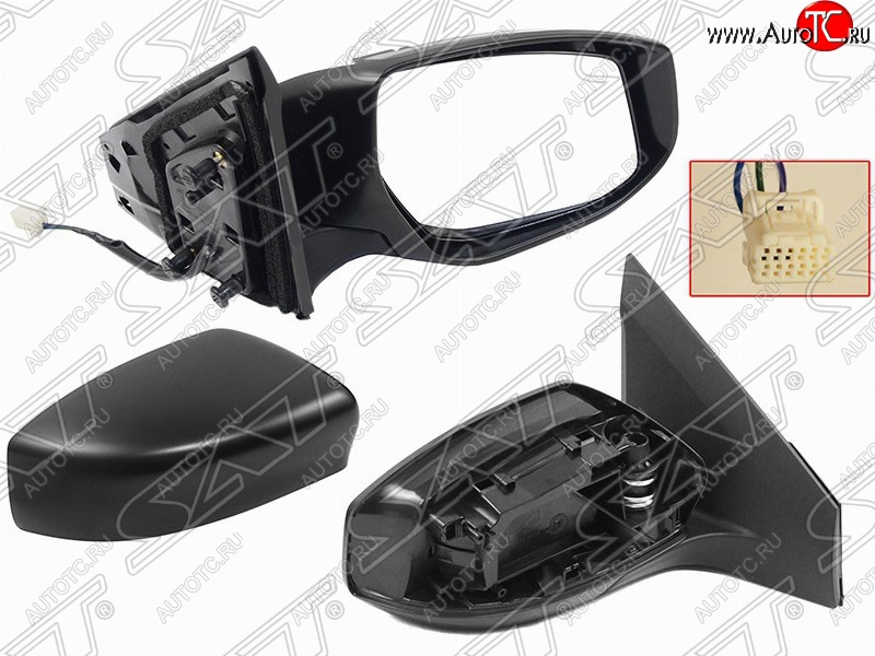 2 599 р. Правое боковое зеркало заднего вида SAT (3 контакта) Nissan Sentra 7 B17 (2014-2017) (Неокрашенное)  с доставкой в г. Воронеж