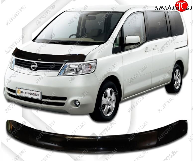 1 999 р. Дефлектор капота CA-Plastiс  Nissan Serena  3 (2005-2010) (Classic черный, Без надписи)  с доставкой в г. Воронеж