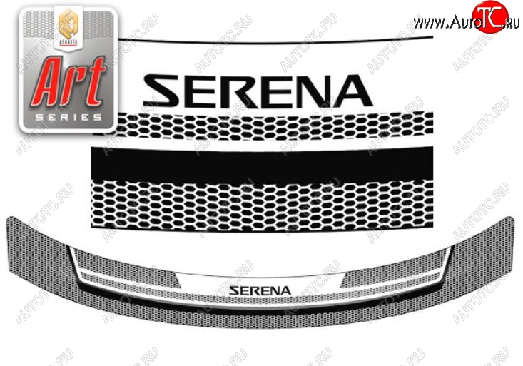 2 199 р. Дефлектор капота CA-Plastiс  Nissan Serena  3 (2005-2010) (Серия Art белая)  с доставкой в г. Воронеж