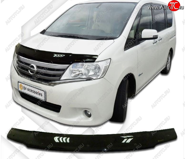 1 999 р. Дефлектор капота CA-Plastiс  Nissan Serena  C26 (2010-2013) минивэн дорестайлинг (Classic черный, Без надписи)  с доставкой в г. Воронеж