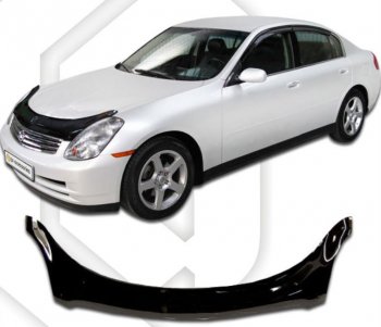 2 399 р. Дефлектор капота CA-Plastiс Nissan Skyline V35 (2001-2007) (серия Classic черный, Без надписи)  с доставкой в г. Воронеж. Увеличить фотографию 2