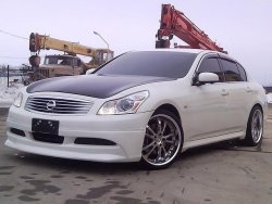 10 599 р. Пороги накладки H-STYLE Nissan Skyline V36 (2006-2014) (Неокрашенные)  с доставкой в г. Воронеж. Увеличить фотографию 2