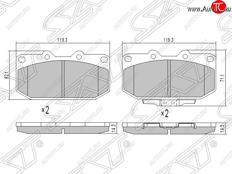 1 169 р. Колодки тормозные SAT (передние) Subaru Impreza GD седан дорестайлинг (2000-2002)  с доставкой в г. Воронеж