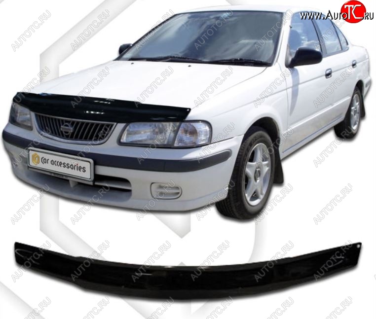 1 899 р. Дефлектор капота CA-Plastic Nissan Sunny B15 (1998-2004) (Classic черный, Без надписи)  с доставкой в г. Воронеж