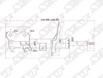 4 099 р. Левый амортизатор передний SAT Nissan Teana 1 J31 дорестайлинг (2003-2005)  с доставкой в г. Воронеж. Увеличить фотографию 1