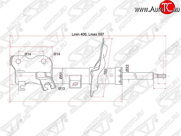 4 099 р. Левый амортизатор передний SAT  Nissan Teana  1 J31 (2003-2005) дорестайлинг  с доставкой в г. Воронеж