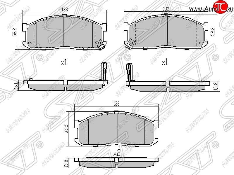 1 069 р. Колодки тормозные SAT (передние) Nissan Terrano WD21 дорестайлинг (1985-1995)  с доставкой в г. Воронеж