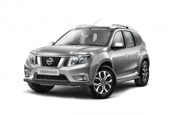 5 259 р. Защита переднего бампера (двойная Ø63 и 51 мм) Petroil Tuning  Nissan Terrano  D10 (2013-2022), Renault Duster  HS (2015-2021) (черный (Шагрень))  с доставкой в г. Воронеж. Увеличить фотографию 2