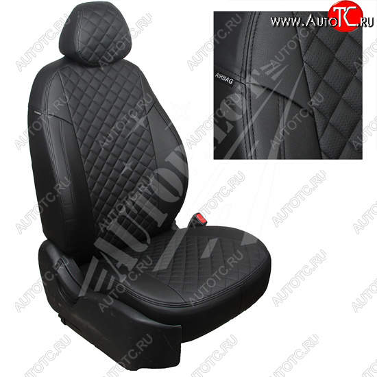 8 749 р. Чехлы сидений AUTOPILOT Экокожа Ромб (РС 40/60)  Nissan Terrano  D10 (2016-2022), Renault Duster  HS (2015-2021) (Черный + Черный)  с доставкой в г. Воронеж