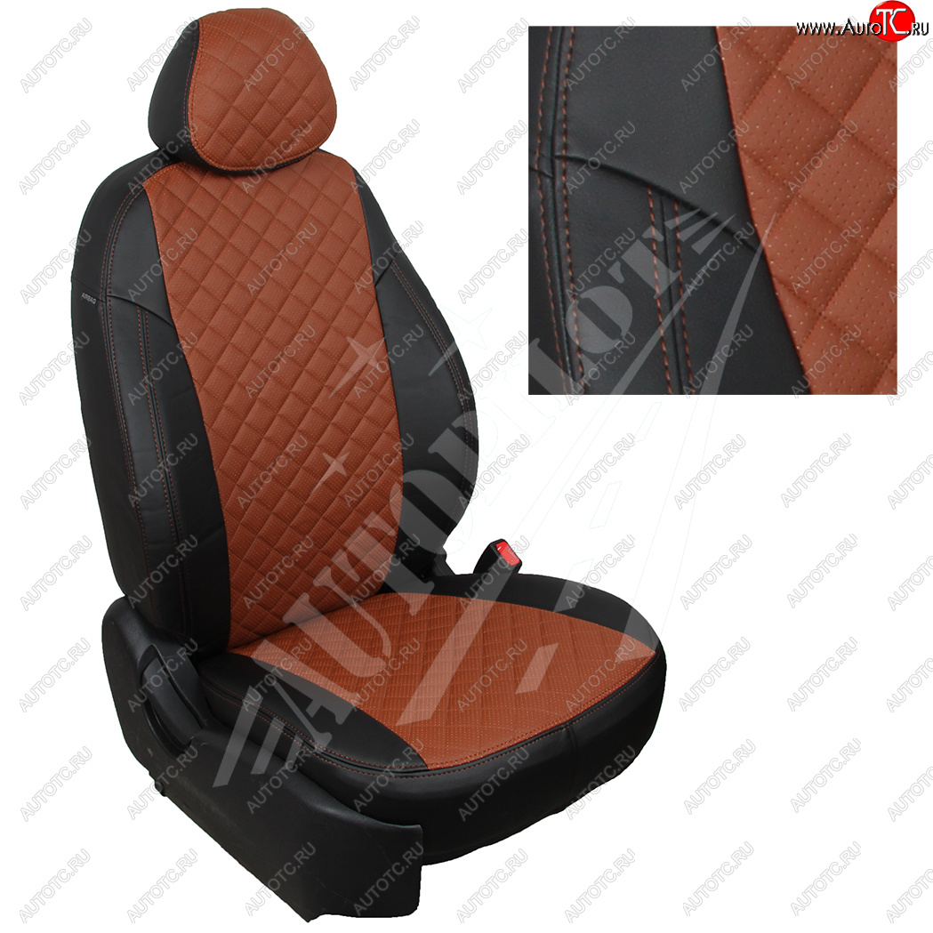 8 749 р. Чехлы сидений AUTOPILOT Экокожа Ромб (РС 40/60)  Nissan Terrano  D10 (2016-2022), Renault Duster  HS (2015-2021) (Черный + Коричневый)  с доставкой в г. Воронеж