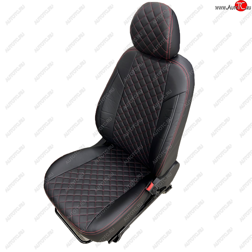 8 749 р. Чехлы сидений AUTOPILOT Экокожа Ромб (РС 40/60)  Nissan Terrano  D10 (2016-2022), Renault Duster  HS (2015-2021) (Черный + Черный + Красный)  с доставкой в г. Воронеж