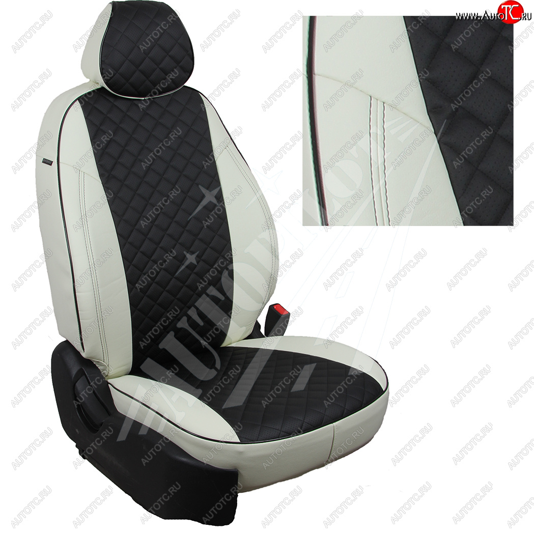 14 449 р. Чехлы сидений AUTOPILOT Экокожа Ромб (РС 40/60)  Nissan Terrano  D10 (2016-2022), Renault Duster  HS (2015-2021) (Белый + Черный)  с доставкой в г. Воронеж