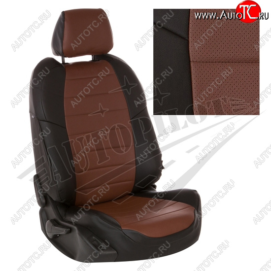 8 399 р. Чехлы сидений AUTOPILOT Экокожа (ЗС 40/60)  Nissan Terrano  D10 (2016-2022), Renault Duster  HS (2015-2021) (Черный + Темно коричневый)  с доставкой в г. Воронеж