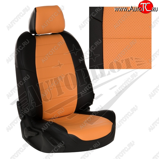 8 399 р. Чехлы сидений AUTOPILOT Экокожа (ЗС 40/60)  Nissan Terrano  D10 (2016-2022), Renault Duster  HS (2015-2021) (Черный + Оранжевый)  с доставкой в г. Воронеж