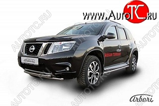 12 239 р. Защита переднего бампера Arbori (нержавейка, 2 трубы d42 mm)  Nissan Terrano  D10 (2013-2022) дорестайлинг, рестайлинг  с доставкой в г. Воронеж