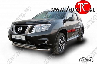 11 069 р. Защита переднего бампера Arbori (нержавейка, 2 трубы d57 и 42 mm)  Nissan Terrano  D10 (2013-2022) дорестайлинг, рестайлинг  с доставкой в г. Воронеж