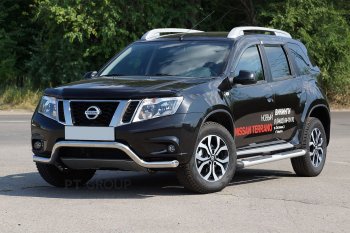 18 249 р. Защита переднего бампера Petroil Tuning (d63, волна)  Nissan Terrano  D10 (2013-2022) дорестайлинг, рестайлинг (Нержавеющая полированная сталь)  с доставкой в г. Воронеж. Увеличить фотографию 2