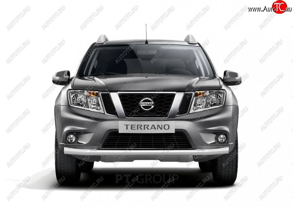 16 449 р. Защита переднего бампера (одинарная, Ø63 мм) Petroil Tuning  Nissan Terrano  D10 (2013-2022), Renault Duster  HS (2010-2021) (Нержавеющая полированная сталь)  с доставкой в г. Воронеж