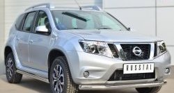 17 299 р. Защита порогов из круглой трубы диаметром 63 мм Russtal Nissan Terrano D10 дорестайлинг (2013-2016) (Защита порогов с со скосами на торцах (вариант 1))  с доставкой в г. Воронеж. Увеличить фотографию 3