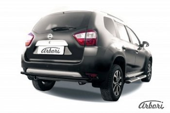 7 019 р. Защита заднего бампера Arbori (черная, 1 труба d42 mm). Nissan Terrano D10 дорестайлинг (2013-2016)  с доставкой в г. Воронеж. Увеличить фотографию 1