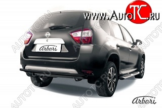 7 019 р. Защита заднего бампера Arbori (черная, 1 труба d42 mm).  Nissan Terrano  D10 (2013-2022) дорестайлинг, рестайлинг  с доставкой в г. Воронеж