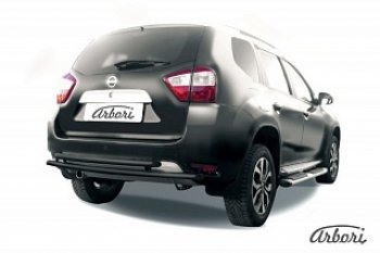 7 019 р. Защита заднего бампера Arbori (черная, 2 трубы d42 mm).  Nissan Terrano  D10 (2013-2022) дорестайлинг, рестайлинг  с доставкой в г. Воронеж. Увеличить фотографию 1