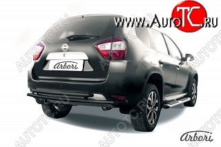 7 019 р. Защита заднего бампера Arbori (черная, 2 трубы d42 mm). Nissan Terrano D10 дорестайлинг (2013-2016)  с доставкой в г. Воронеж