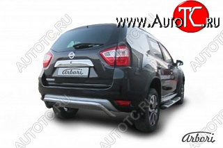 13 499 р. Защита заднего бампера Arbori (скоба, нержавейка, 1 труба d57 mm).  Nissan Terrano  D10 (2013-2022) дорестайлинг, рестайлинг  с доставкой в г. Воронеж