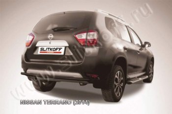 5 299 р. Защита задняя Slitkoff Nissan Terrano D10 дорестайлинг (2013-2016) (Цвет: серебристый)  с доставкой в г. Воронеж. Увеличить фотографию 1